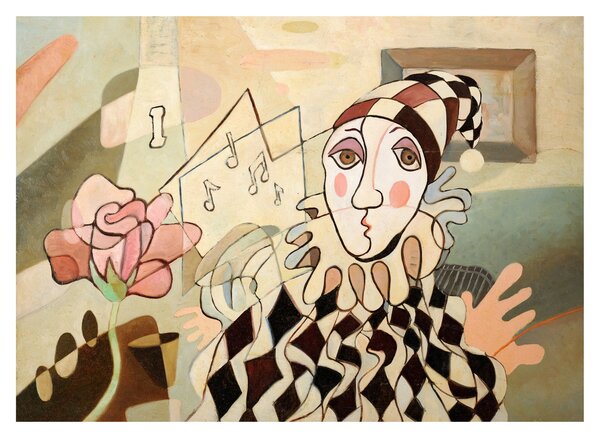 Obraz na szkle - Kubizm - harlequin and rose (70x50 cm)