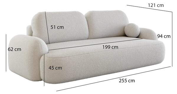 Jasnoszara sofa chmurka z funkcją spania R7-A60