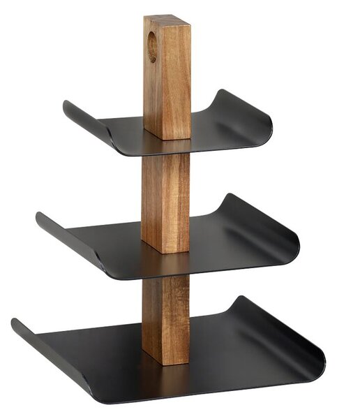 Etażerka 3-poziomowa, 24,5 × 24 cm × 34 cm, metal/akacja KESPER 90119