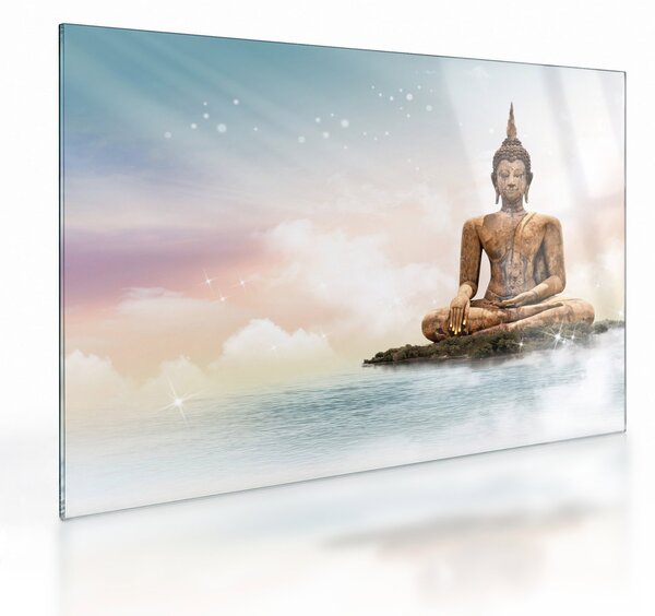 Obraz na szkle - Budda nadzorujący ziemię (70x50 cm)