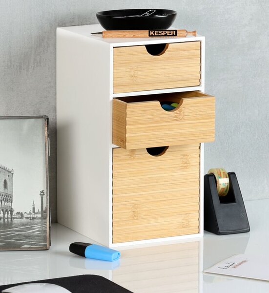 Organizer z 3 szufladami, biały/ naturalny KESPER 58964