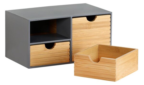 Organizer z 3 szufladami, 27 x 16 x 14 cm, szary/naturalny KESPER 58961