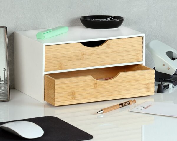 Organizer z 2 szufladami, biały/naturalny KESPER 58962