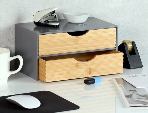 Organizer z 2 szufladami, szary/naturalny KESPER 58963