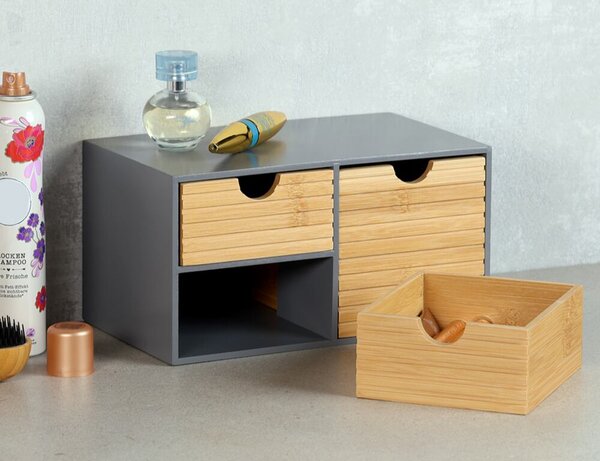 Organizer z 3 szufladami, 27 x 16 x 14 cm, szary/naturalny KESPER 58961