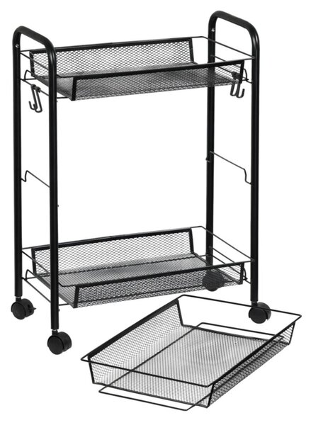 Wąski wózek kuchenny 44 x 26 x 63,5 cm, metalowy, czarny KESPER 91200