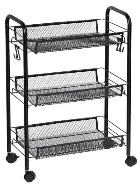 Wąski wózek kuchenny 44 x 26 x 63,5 cm, metalowy, czarny KESPER 91200