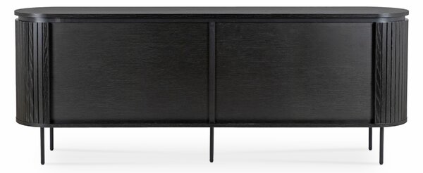 Komoda do Salonu BECK 200 cm Czarna Czterodrzwiowa Ryflowana Nowoczesna