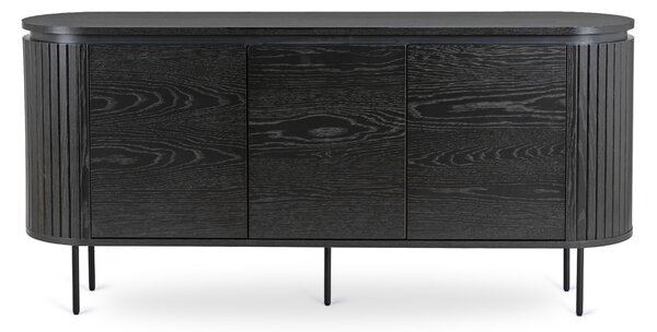 Komoda do Salonu BECK 160 cm Czarna Trzydrzwiowa Ryflowana Nowoczesna
