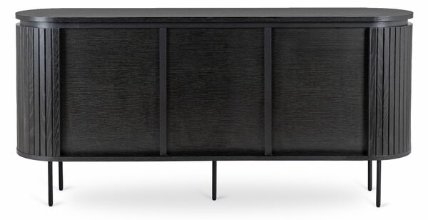 Komoda do Salonu BECK 160 cm Czarna Trzydrzwiowa Ryflowana Nowoczesna