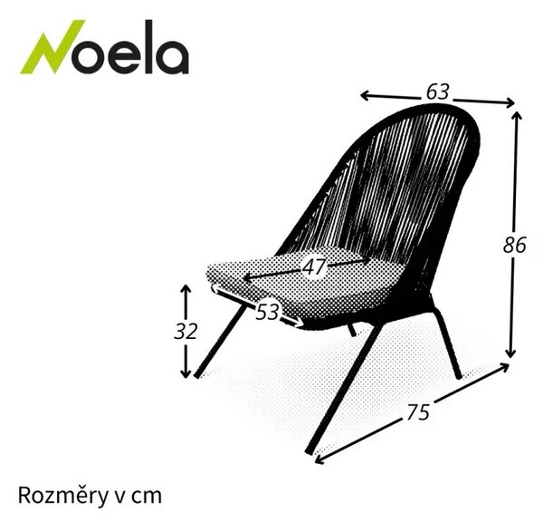 Selection North Sztaplowany fotel ogrodowy, metal, czarny/szary NOELA 2707