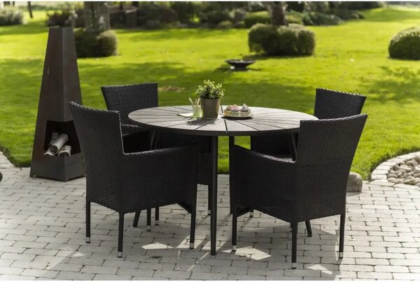 Wilder Stół ogrodowy Ø 105 cm, stal/artwood, czarny NOELA 34570791