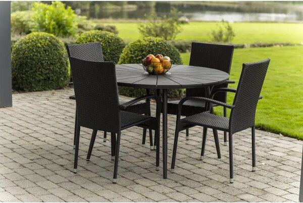 Wilder Stół ogrodowy Ø 105 cm, stal/artwood, czarny NOELA 34570791