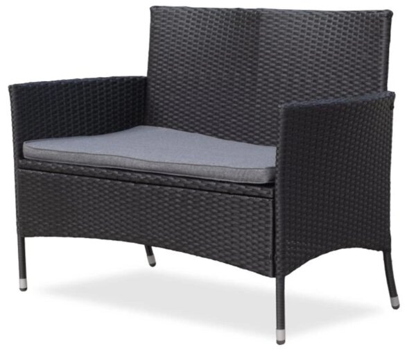 Bali Ławka ogrodowa 116 cm, technorattan, czarna NOELA 3457063