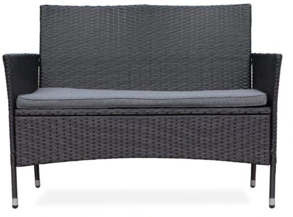 Bali Ławka ogrodowa 116 cm, technorattan, czarna NOELA 3457063