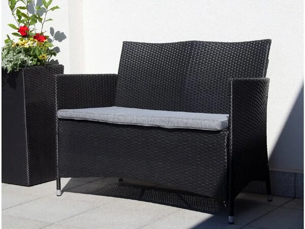 Bali Ławka ogrodowa 116 cm, technorattan, czarna NOELA 3457063