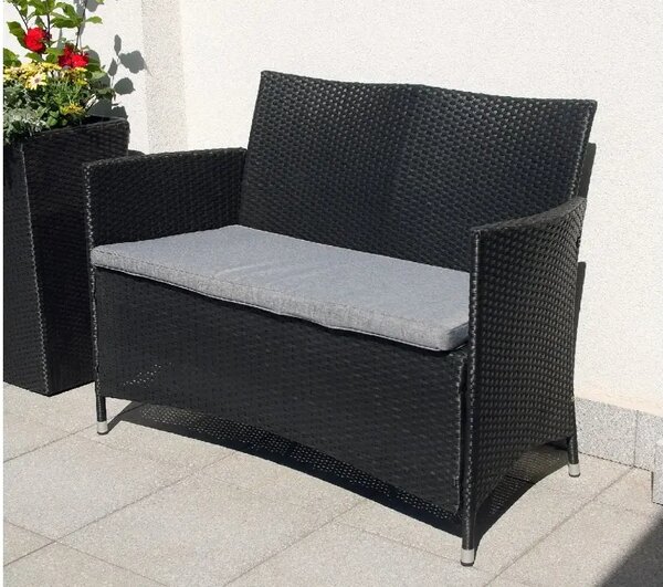 Bali Ławka ogrodowa 116 cm, technorattan, czarna NOELA 3457063