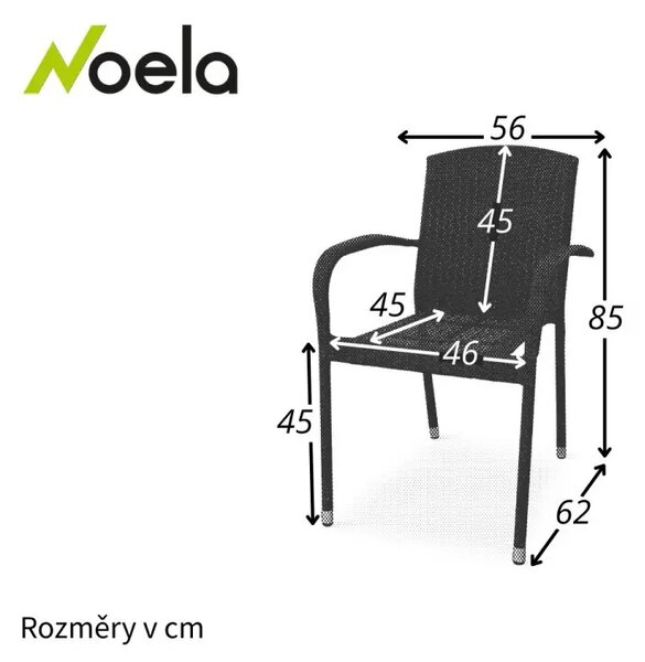 Roma Krzesło ogrodowe sztaplowane, technorattan, czarne NOELA 3456633