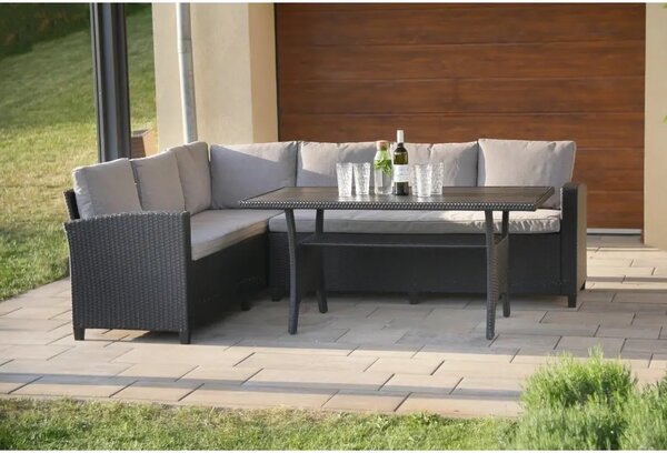 Relax Family Zestaw mebli ogrodowych, technorattan, czarny/szary NOELA 34570779