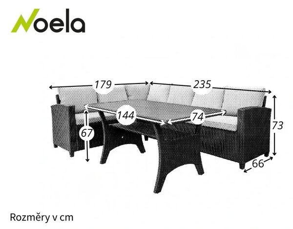 Relax Family Zestaw mebli ogrodowych, technorattan, czarny/szary NOELA 34570779