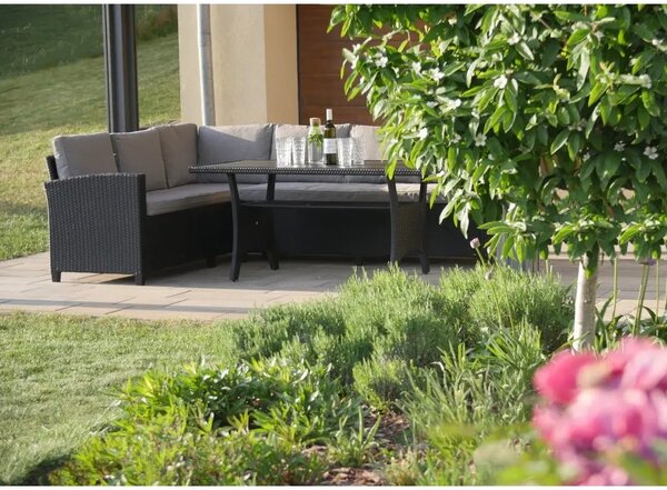 Relax Family Zestaw mebli ogrodowych, technorattan, czarny/szary NOELA 34570779