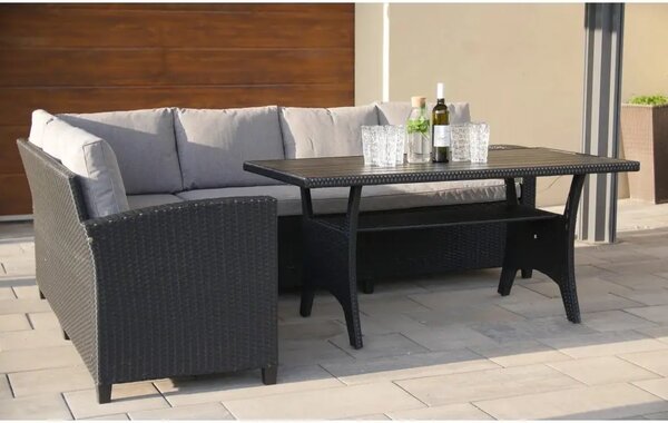 Relax Family Zestaw mebli ogrodowych, technorattan, czarny/szary NOELA 34570779