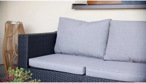 Relax Stockholm Zestaw mebli ogrodowych, technorattan, czarny/szary NOELA 34570780