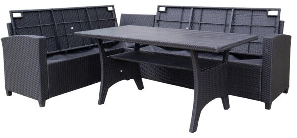 Relax Family Zestaw mebli ogrodowych, technorattan, czarny/szary NOELA 34570779