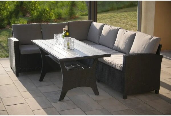 Relax Family Zestaw mebli ogrodowych, technorattan, czarny/szary NOELA 34570779