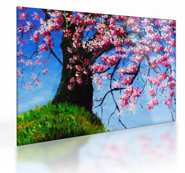Obraz na szkle malowanego kwiatu wiśni (70x50 cm)