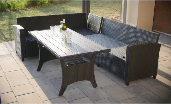 Relax Family Zestaw mebli ogrodowych, technorattan, czarny/szary NOELA 34570779