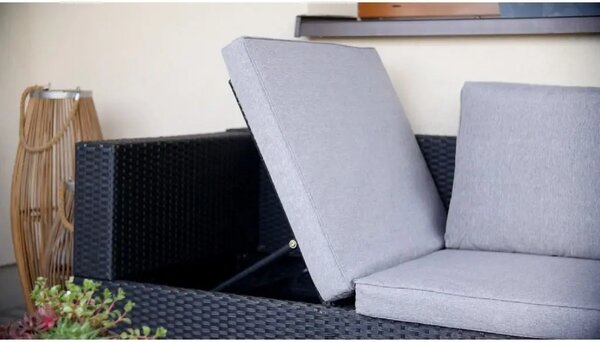 Relax Stockholm Zestaw mebli ogrodowych, technorattan, czarny/szary NOELA 34570780