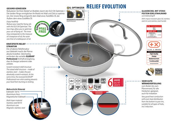 Relief Evolution Patelnia do serwowania z pokrywką Ø 28 cm ELO PREMIUM 35428