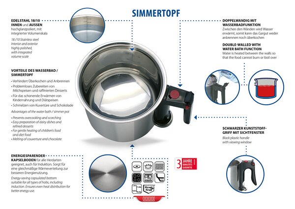 Garnek do gotowania mleka Ø 16 cm, 1,5 l ELO 99414