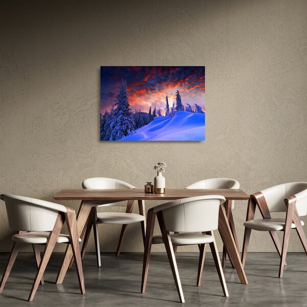 Obraz na szkle - Zimowy zmierzch (70x50 cm)