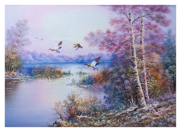 Obraz na szkle - Idzie jesień, obraz olejny (70x50 cm)