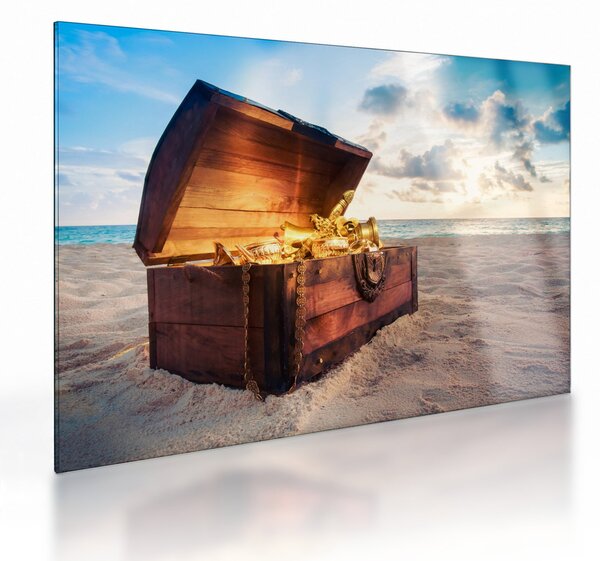 Obraz na szkle - Skarb na plaży (70x50 cm)
