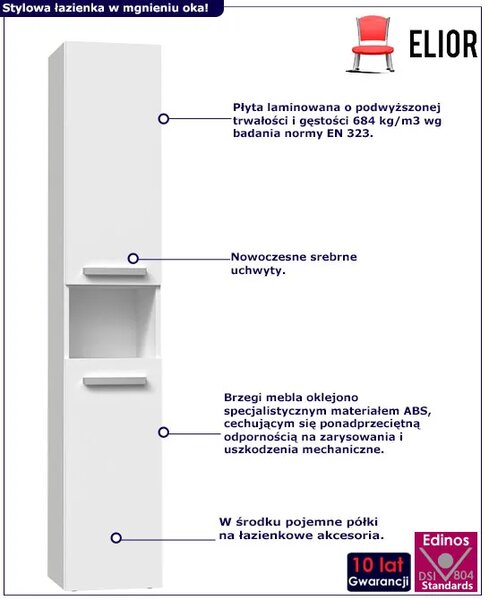 Słupek łazienkowy nowoczesny biel mat C3-H20