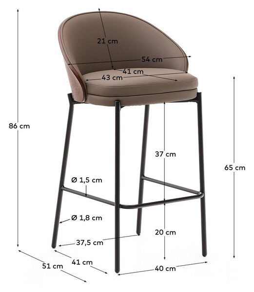 Brązowy hoker (wysokość siedziska 65 cm) Eamy – Kave Home
