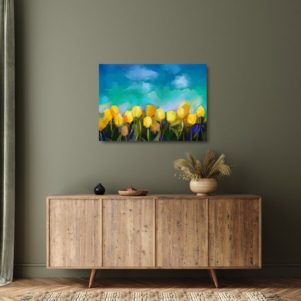 Obraz na szkle żółtych tulipanów (70x50 cm)