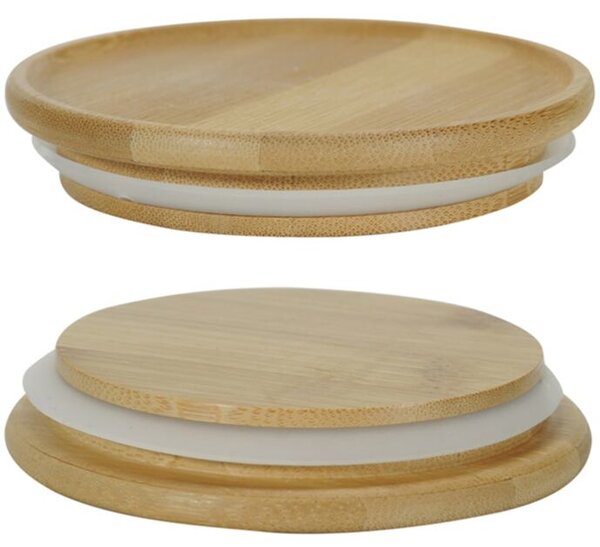 Pojemniki do przechowywania 3 szt., Ø 10 cm, szkło/bambus KESPER 9233313