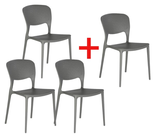 Plastikowe krzesło stołowe EASY 3+1 GRATIS, szare