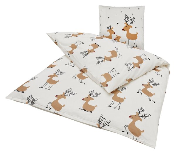 Pościel z bawełny Renforcé TIMBA DEER biała Rozmiar pościeli: 80 x 80 cm | 135 x 200 cm
