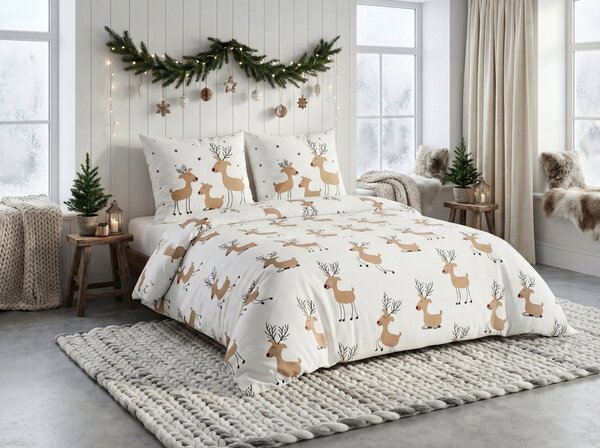 Pościel z bawełny Renforcé TIMBA DEER biała Rozmiar pościeli: 80 x 80 cm | 135 x 200 cm