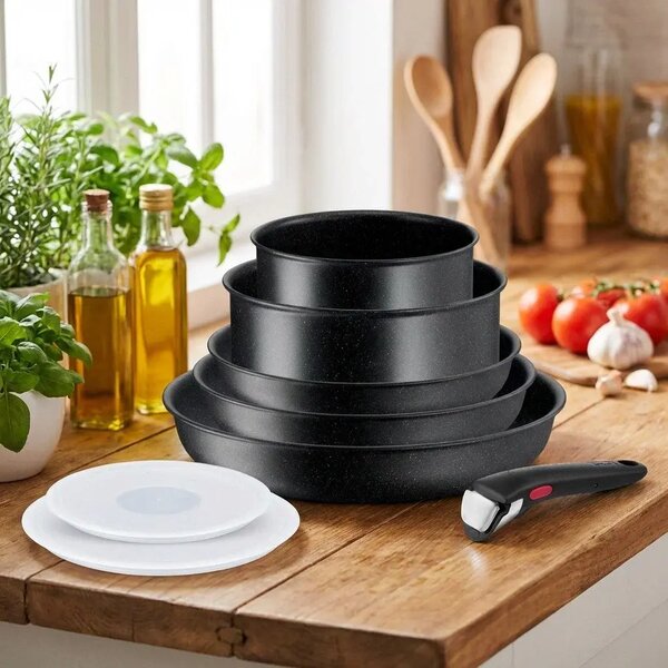 Ingenio Black Stone Zestaw naczyń, 8 szt. TEFAL L3998802