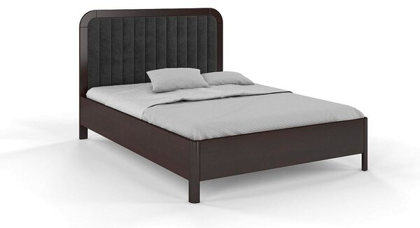Tapicerowane łóżko drewniane sosnowe Visby MODENA z wysokim zagłówkiem / 200x200 cm, kolor palisander, zagłówek Casablanca 2315