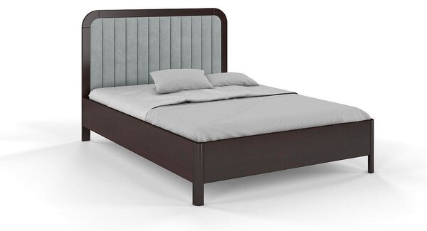 Tapicerowane łóżko drewniane sosnowe Visby MODENA z wysokim zagłówkiem / 200x200 cm, kolor palisander, zagłówek Casablanca 2314