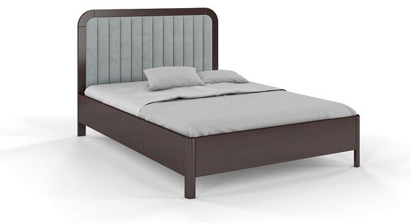 Tapicerowane łóżko drewniane bukowe Visby MODENA z wysokim zagłówkiem / 200x200 cm, kolor palisander, zagłówek Casablanca 2314