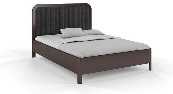 Tapicerowane łóżko drewniane bukowe Visby MODENA z wysokim zagłówkiem / 200x200 cm, kolor palisander, zagłówek Casablanca 2315