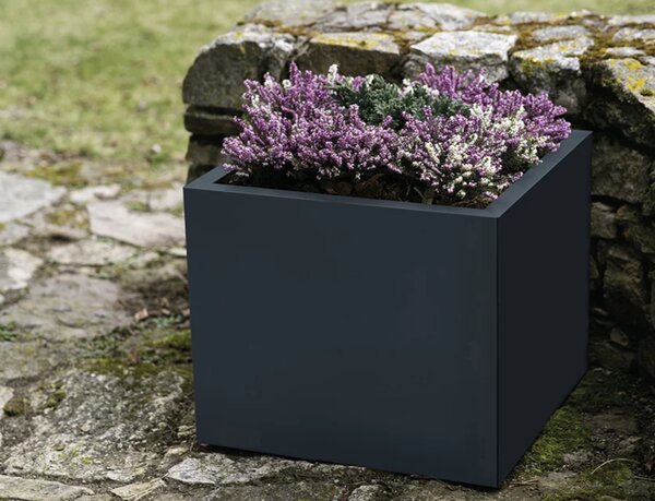Cube Donica ogrodowa 60 × 60 × 50 cm, ze stali nierdzewnej, antracytowa CORGARDEN 1087